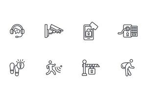 Home security icon set..Editable stroke.linear style sign for use web design,logo.Symbol illustration. vector