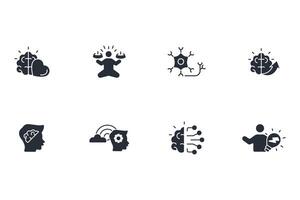 Brain icon set..Editable stroke.linear style sign for use web design,logo.Symbol illustration. vector