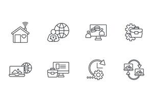 working from home icon set..Editable stroke.linear style sign for use web design,logo.Symbol illustration. vector