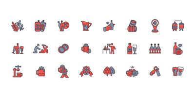 Beer icon set..Editable stroke.linear style sign for use web design,logo.Symbol illustration. vector