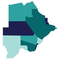 Botswana map. Map of Botswana in administrative provinces in multicolor vector