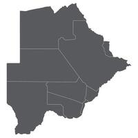 Botswana map. Map of Botswana in administrative provinces in grey color vector