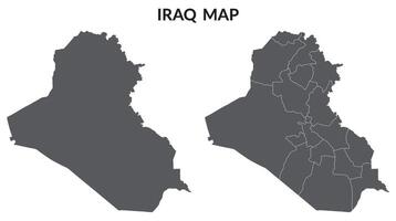 Map of Iraq in grey color with plain map and provinces map vector