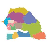 Map of Senegal in administrative provinces in multicolor vector