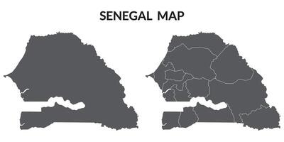 Senegal map in grey color of plain and province map vector
