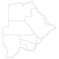 Botswana map. Map of Botswana in administrative provinces in white color vector