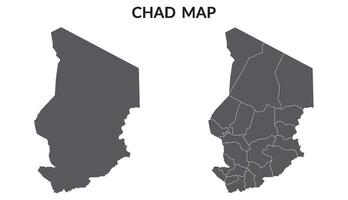 Map of Chad on grey color with plain and province map vector