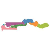 Map of Gambia in administrative provinces in multicolor vector