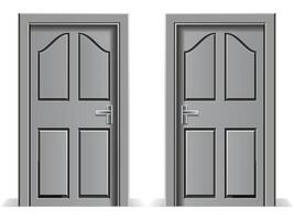 A realistic illustration of two identical gray double doors vector