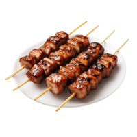 Yakitori Skewers on a Plate isolated on Transparent background png