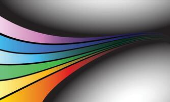 colorful abstract background featuring rainbow colored stripes curving on a gray background vector
