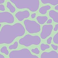 Spotted Seamless Pattern with Neon Violet Colored Abstract Shapes on Trendy Vibrant Green Background with Liquid Stains and Blots. Bright Minimal Aesthetic. Repeat illustration for Textile vector