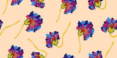 a pattern with colorful flowers on a beige background vector