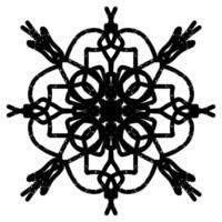 a black and white snowflake design with a central pattern vector