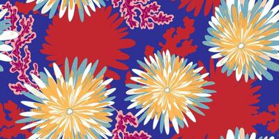 a colorful floral pattern on a blue background vector