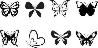 Set of Different Butterflies Silhouette Illustration on White background vector