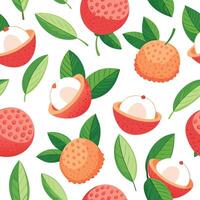 A pattern with red and white lychees vector