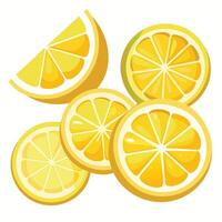 Sliced lemon isolated on white background. Flat style. illustration vector