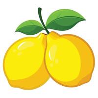 Two lemons with leaves on a white background vector