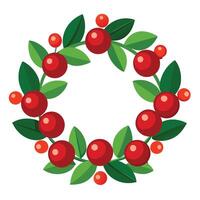 Christmas wreath with berries and leaves vector