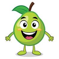 A cartoon green pear character with arms and legs vector