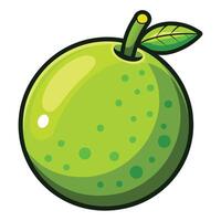 A green apple with a leaf on it vector
