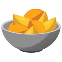 A bowl of sliced oranges on a white background vector