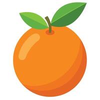 An orange with a leaf on it is shown vector