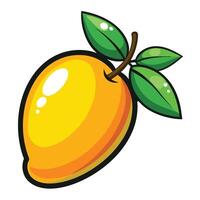A cartoon mango with leaves on it vector