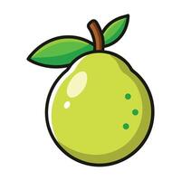 A green pear with a leaf on it vector