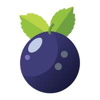 A blueberry with a leaf on it vector
