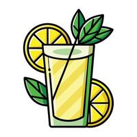 A lemonade drink with lemon slices and a straw vector