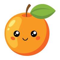 An orange with a green leaf on it vector