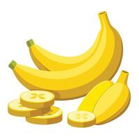 Bananas and slices of lemon vector