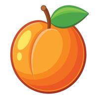 An orange fruit with a green leaf on it vector