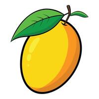 A mango with a leaf on it vector