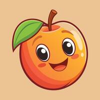 An apple with a smiley face and green leaf vector