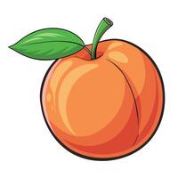 An orange fruit with a green leaf on it vector