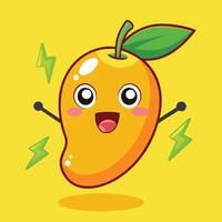 A cartoon mango with lightning on its back vector