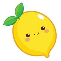 A cartoon lemon with a green leaf vector