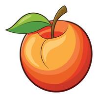 An orange fruit with a leaf on it vector