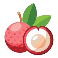 An illustration of a red fruit with leaves vector