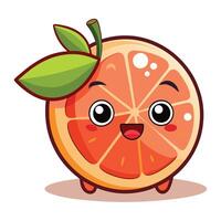 A cartoon orange with a green leaf on it vector
