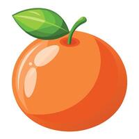 An orange with a leaf on it is shown vector