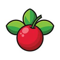 A red cherry with leaves on it vector