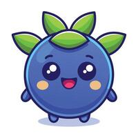 A blueberry character with green leaves on its head vector