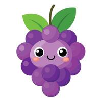 A cartoon purple grape with a smiley face vector