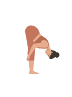 White body positive woman doing yoga uttanasana pose png