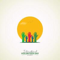 International Volunteer Day. Design for banner poster, 3D Illustration vector