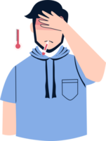 Man having high fever monkeypox symptoms png